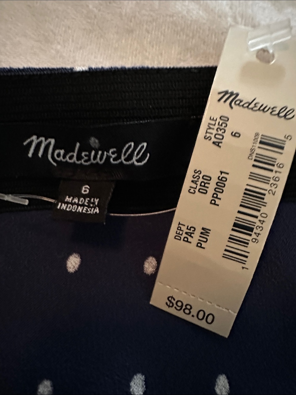 NWT Madewell Midi Slip Skirt Polka Dot Bengali Indigo Size 6 - Picture 6 of 7